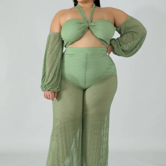 The Diva Green Palazzo Beach Set - Picture 1 of 4